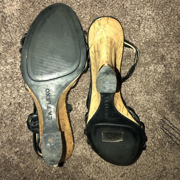 Enzo Angiolini Strappy Black Wedges Sandals SZ 9 - Picture 5 of 8